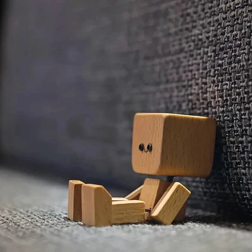 Charmante petite figurine en bois basculante avec 12 expressions magnétiques