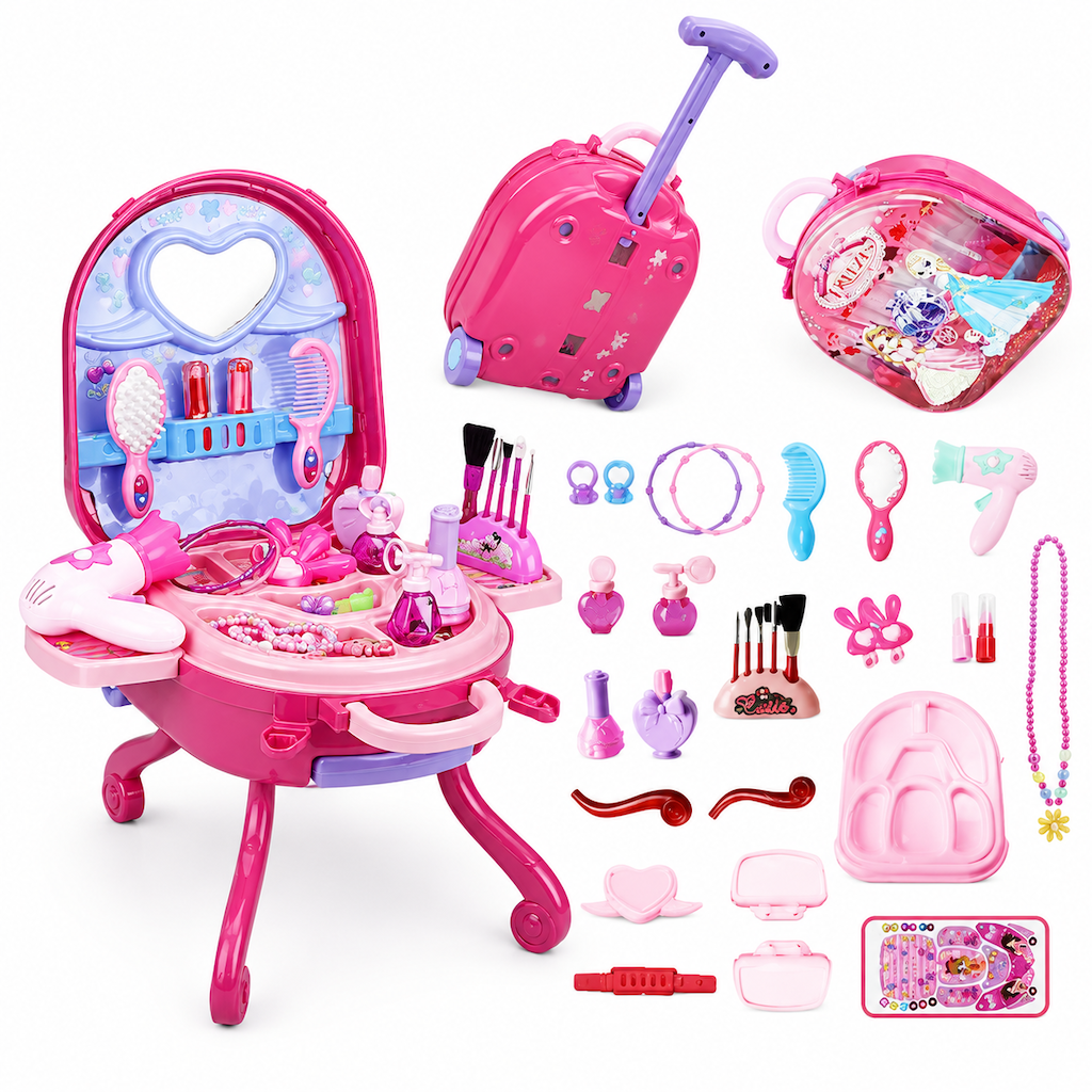 Valise coiffeuse de maquillage factice pour enfants – Coffret portable