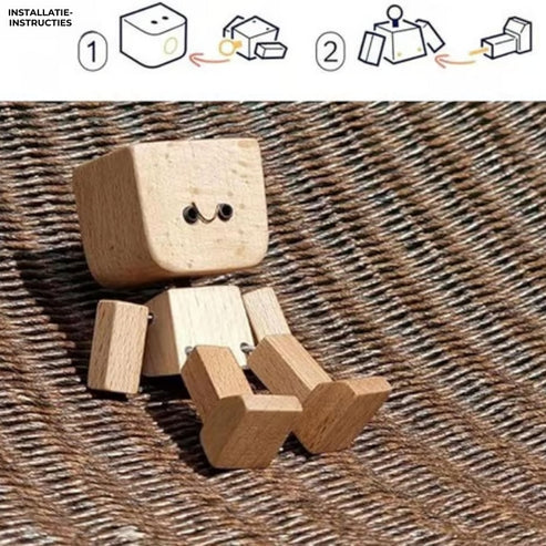 Charmante petite figurine en bois basculante avec 12 expressions magnétiques