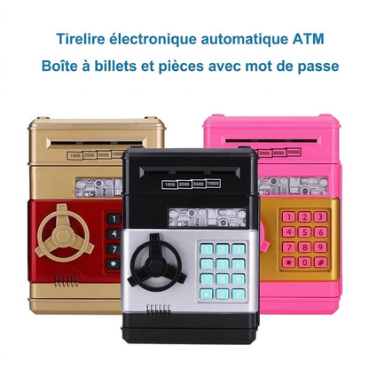 Mini tirelire distributeur automatique (ATM) – Dépôt/retrait et code PIN électronique