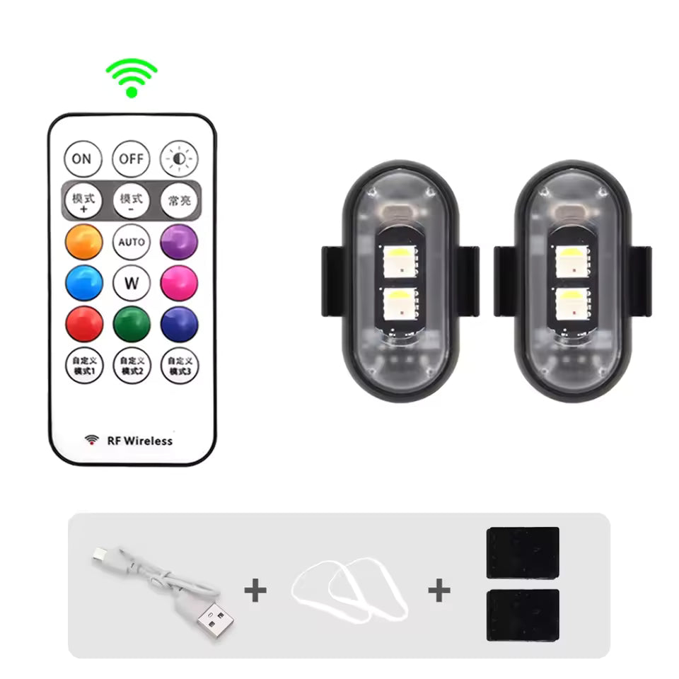 Feux stroboscopiques LED sans fil – Télécommande incluse – Lot de 2