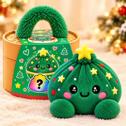 Peluches Dumplings de Noël – Peluches douces avec motifs festifs & jolie boîte vapeur
