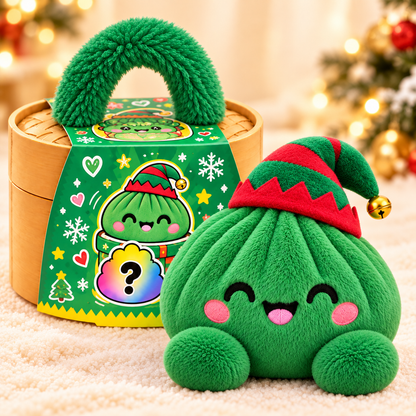 Peluches Dumplings de Noël – Peluches douces avec motifs festifs & jolie boîte vapeur