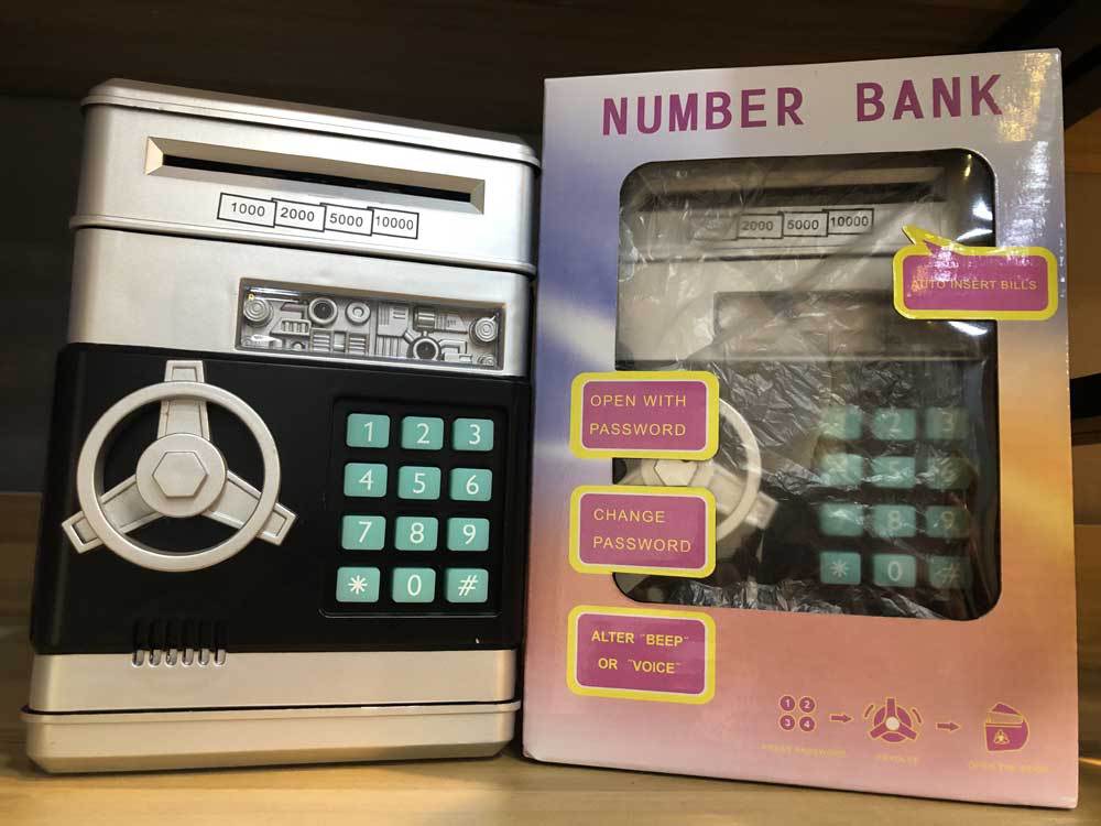 Mini tirelire distributeur automatique (ATM) – Dépôt/retrait et code PIN électronique