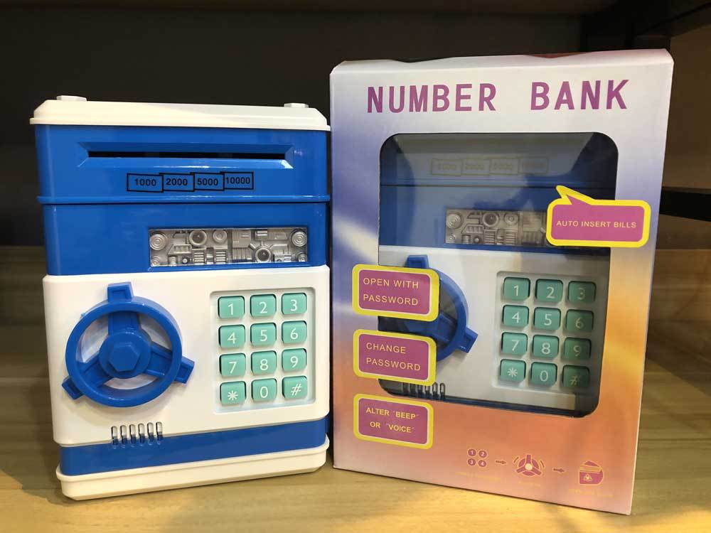 Mini tirelire distributeur automatique (ATM) – Dépôt/retrait et code PIN électronique