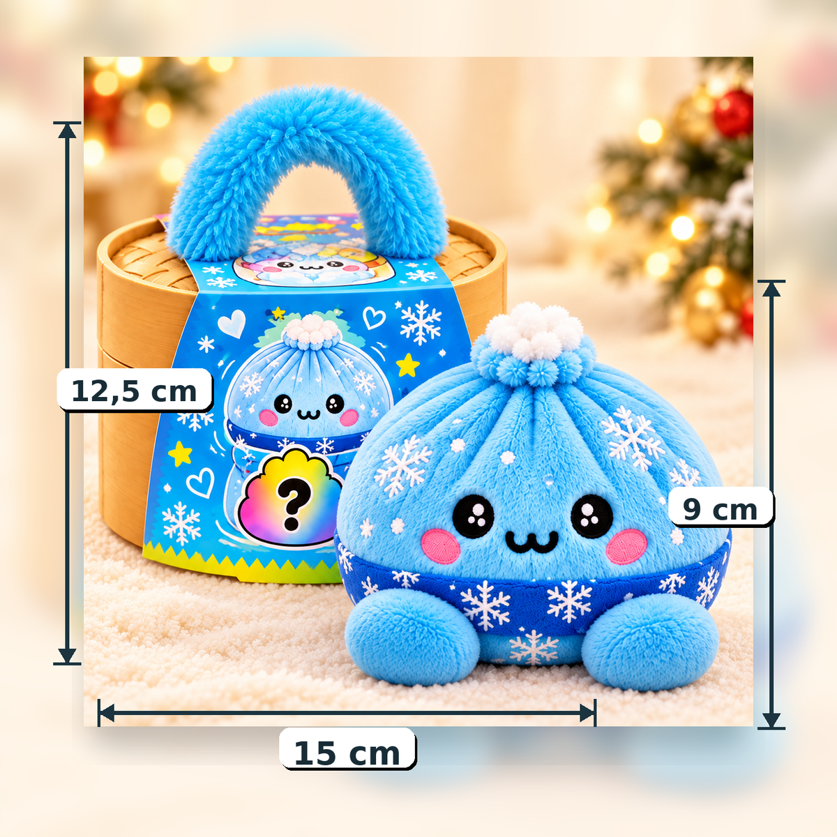 Peluches Dumplings de Noël – Peluches douces avec motifs festifs & jolie boîte vapeur