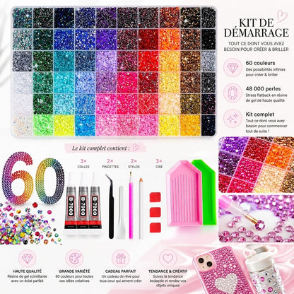 Kit de strass – 48 000 strass en 60 couleurs