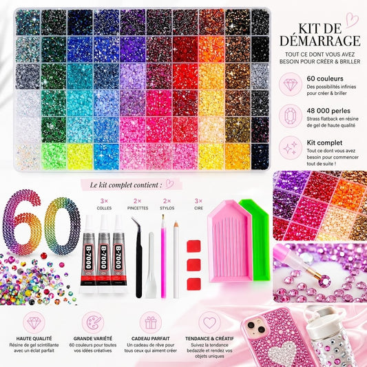 Kit de strass – 48 000 strass en 60 couleurs