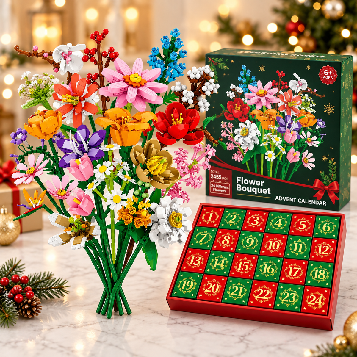 Calendrier de l'Avent Bloom & Build – Construisez votre propre bouquet magique pour Noël