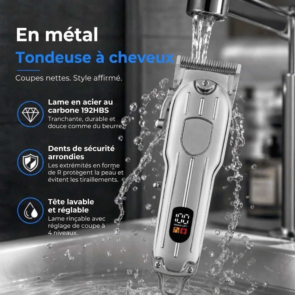 Tondeuse à cheveux professionnelle en acier au carbone