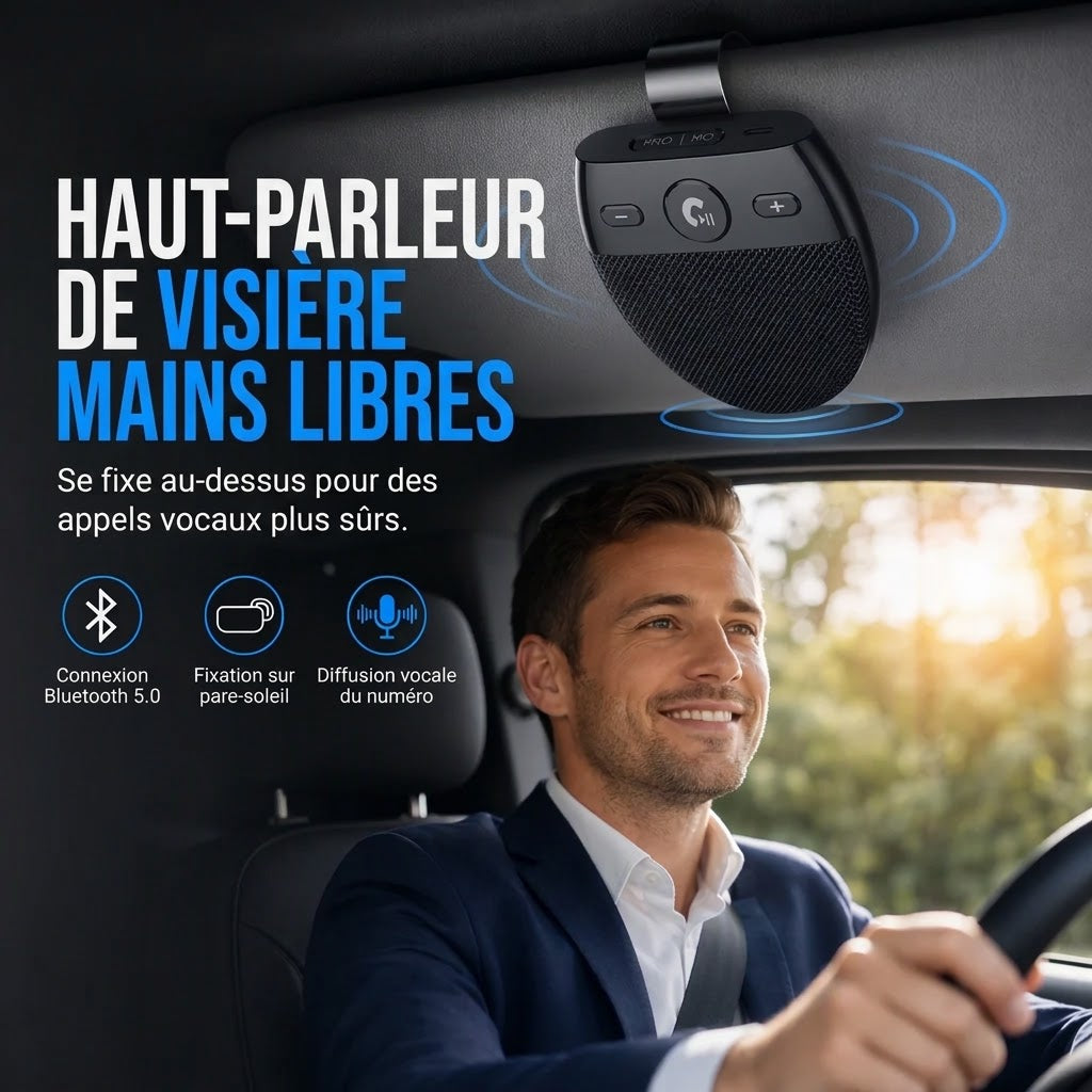 Kit mains libres Bluetooth SP11 pour pare-soleil – Allumage automatique et A2DP