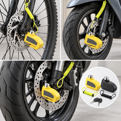 Antivol Bloque-Disque avec Alarme 110 dB pour Vélo, Scooter et Moto