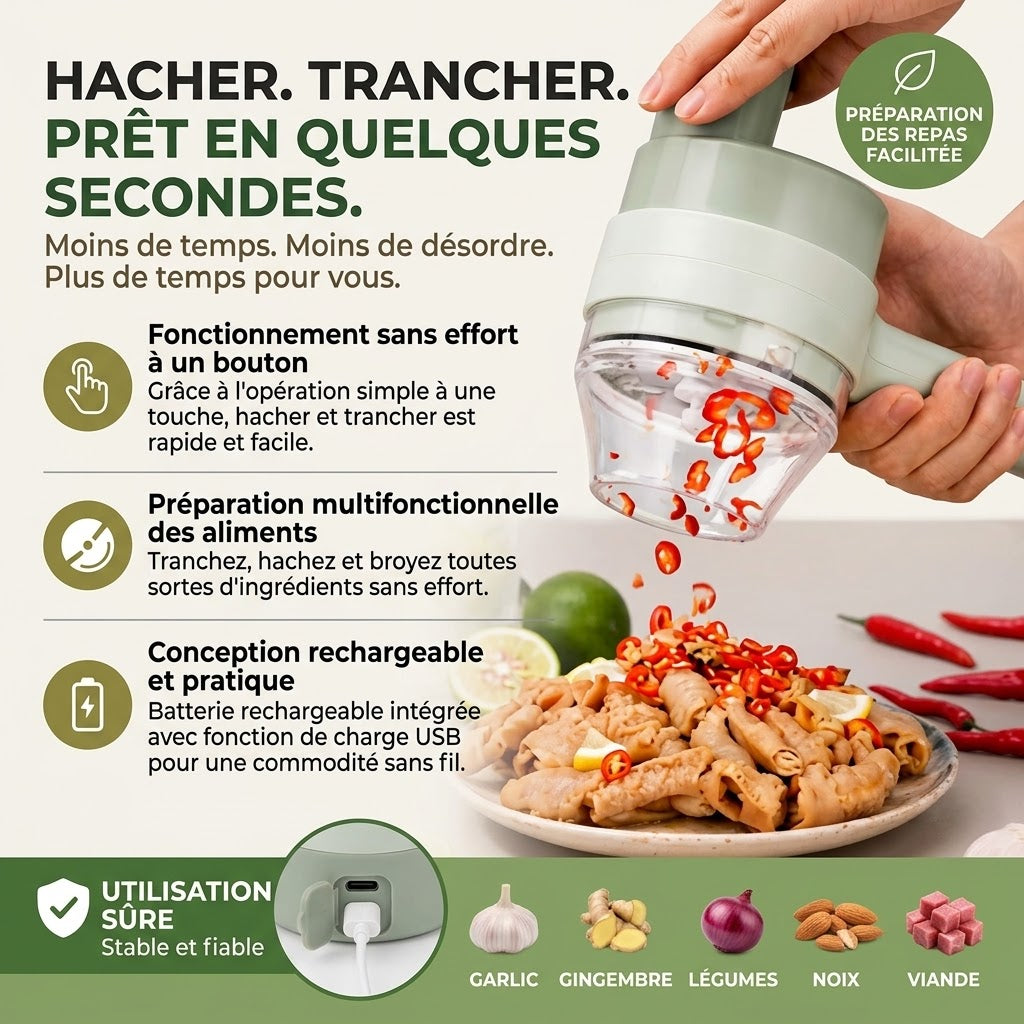 Hachoir électrique sans fil – Commande manuelle