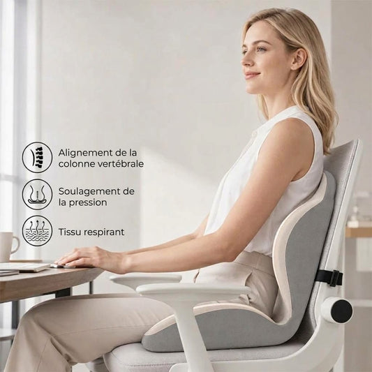 Coussin d'assise ergonomique avec dossier en mousse à mémoire de forme