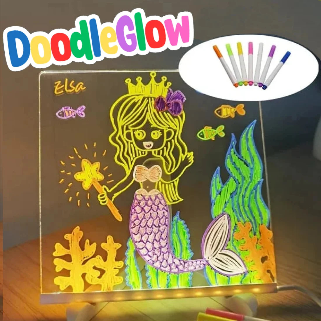 DoodleGlow™️ Tablette à dessin LED