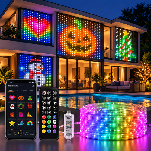 Rideau Lumineux LED Intelligent – Design lumineux personnalisable via APP