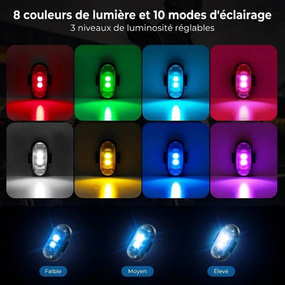 Feux stroboscopiques LED sans fil – Télécommande incluse – Lot de 2
