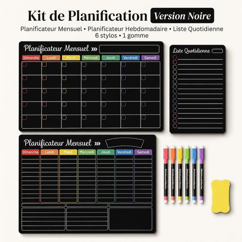 Organisateur Familial Magnétique – Tableau Mensuel, Hebdomadaire et Journalier