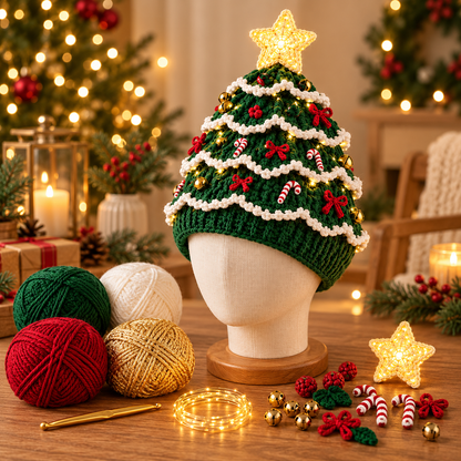 Le kit DIY le plus chaleureux de Noël – Crochetez votre propre bonnet sapin de Noël