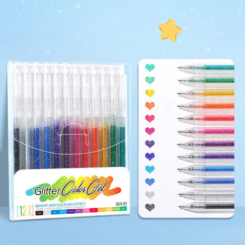 Lot de stylos gel à paillettes anti-bavures
