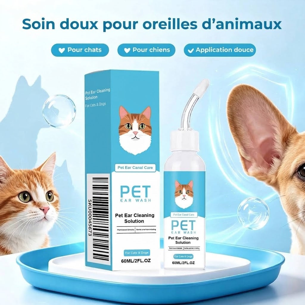 Gouttes nettoyantes auriculaires pour chiens et chats 60 ml