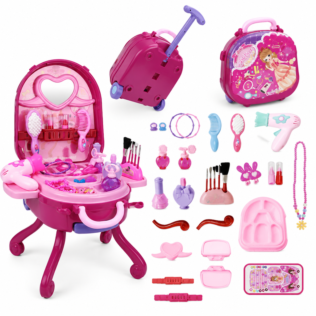 Valise coiffeuse de maquillage factice pour enfants – Coffret portable