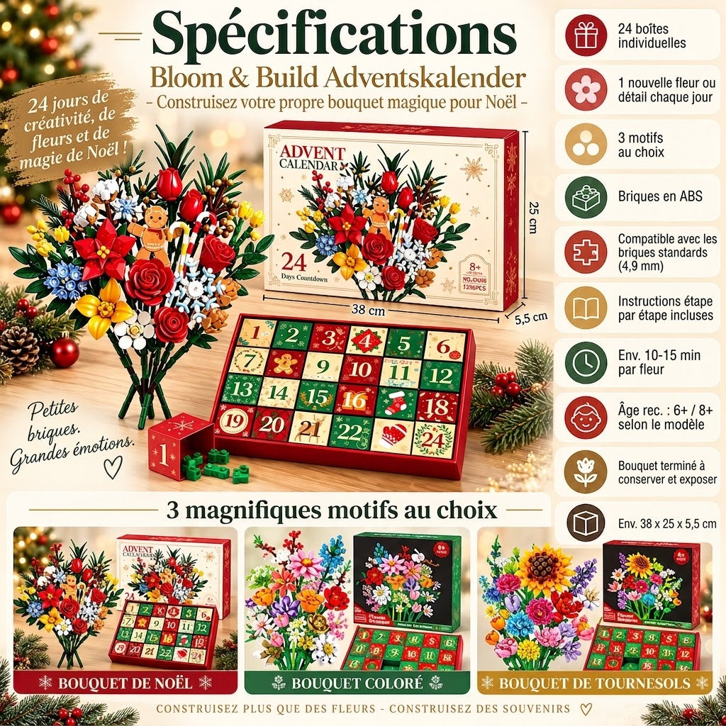 Calendrier de l'Avent Bloom & Build – Construisez votre propre bouquet magique pour Noël