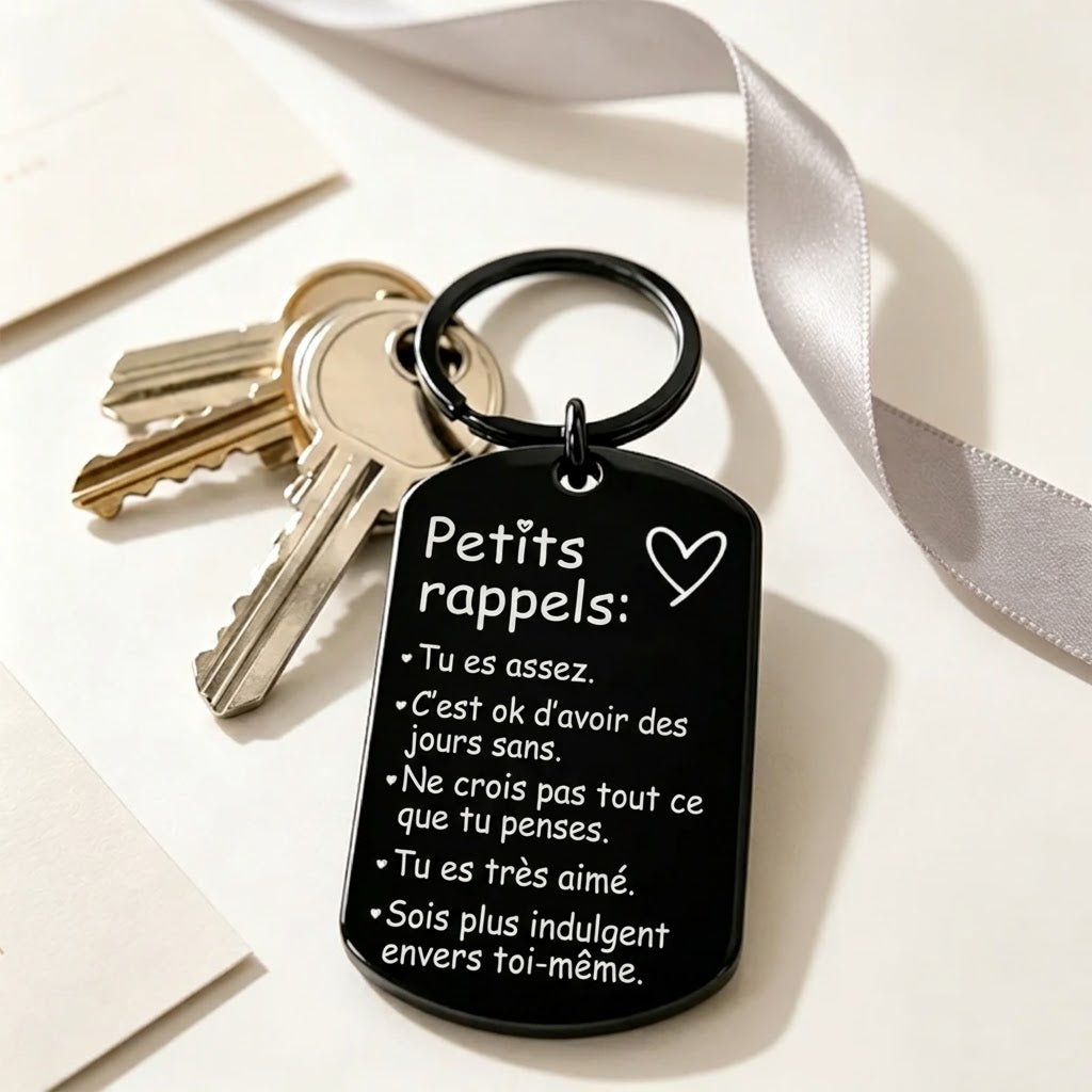 Porte-clés inspirant avec texte gravé