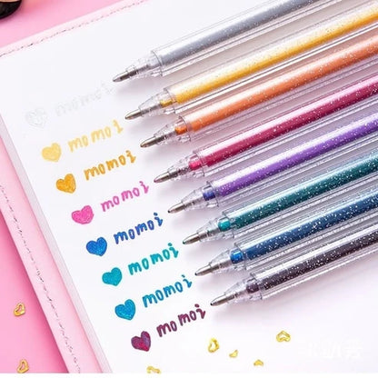 Lot de stylos gel à paillettes anti-bavures
