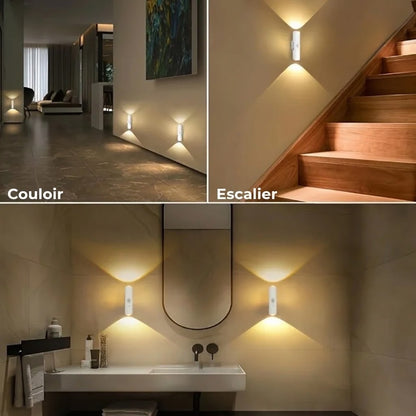 Applique murale LED avec détecteur de mouvement – Sans fil, dimmable et rechargeable par USB
