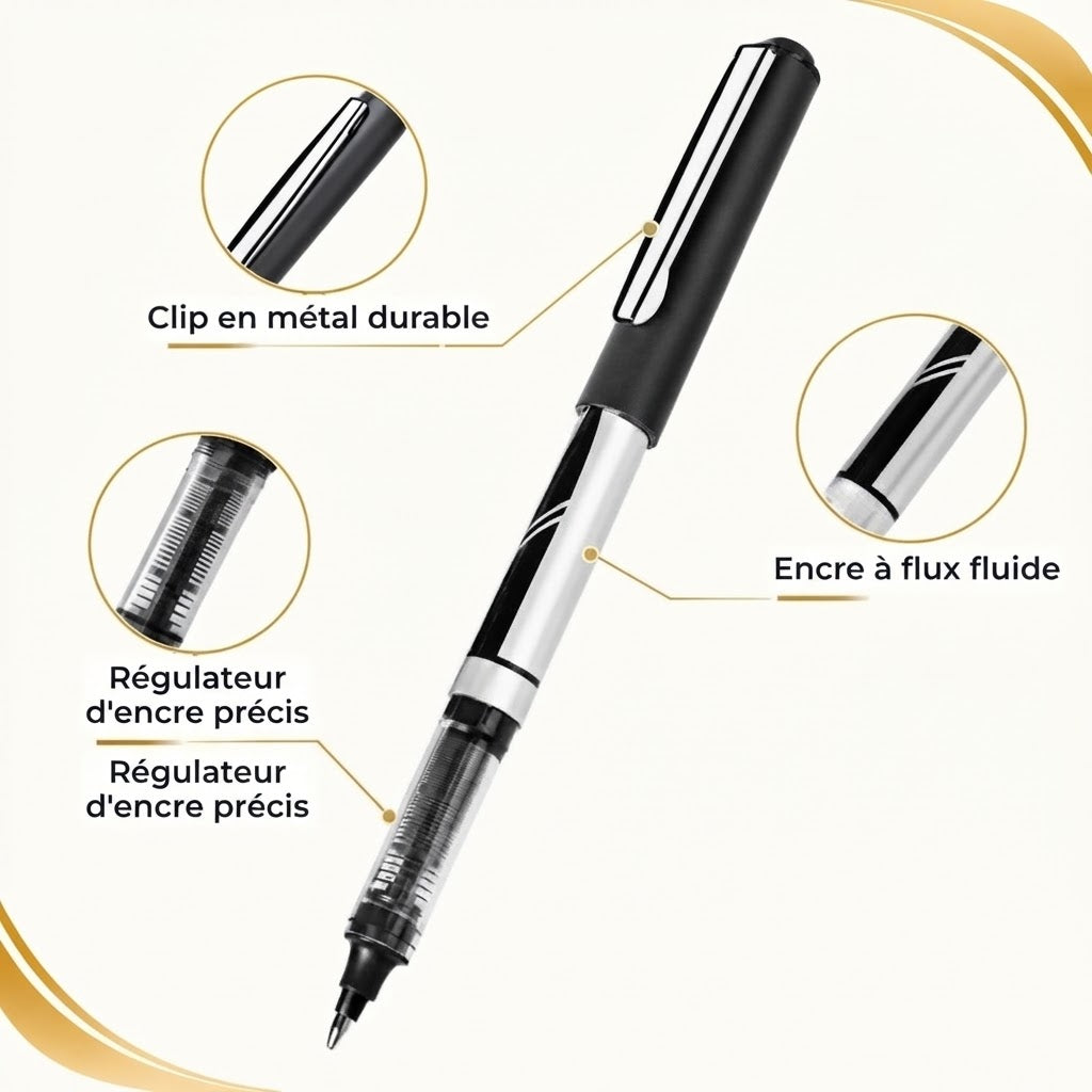 Set de stylos à encre anti-bavure et à séchage rapide – 12 pièces