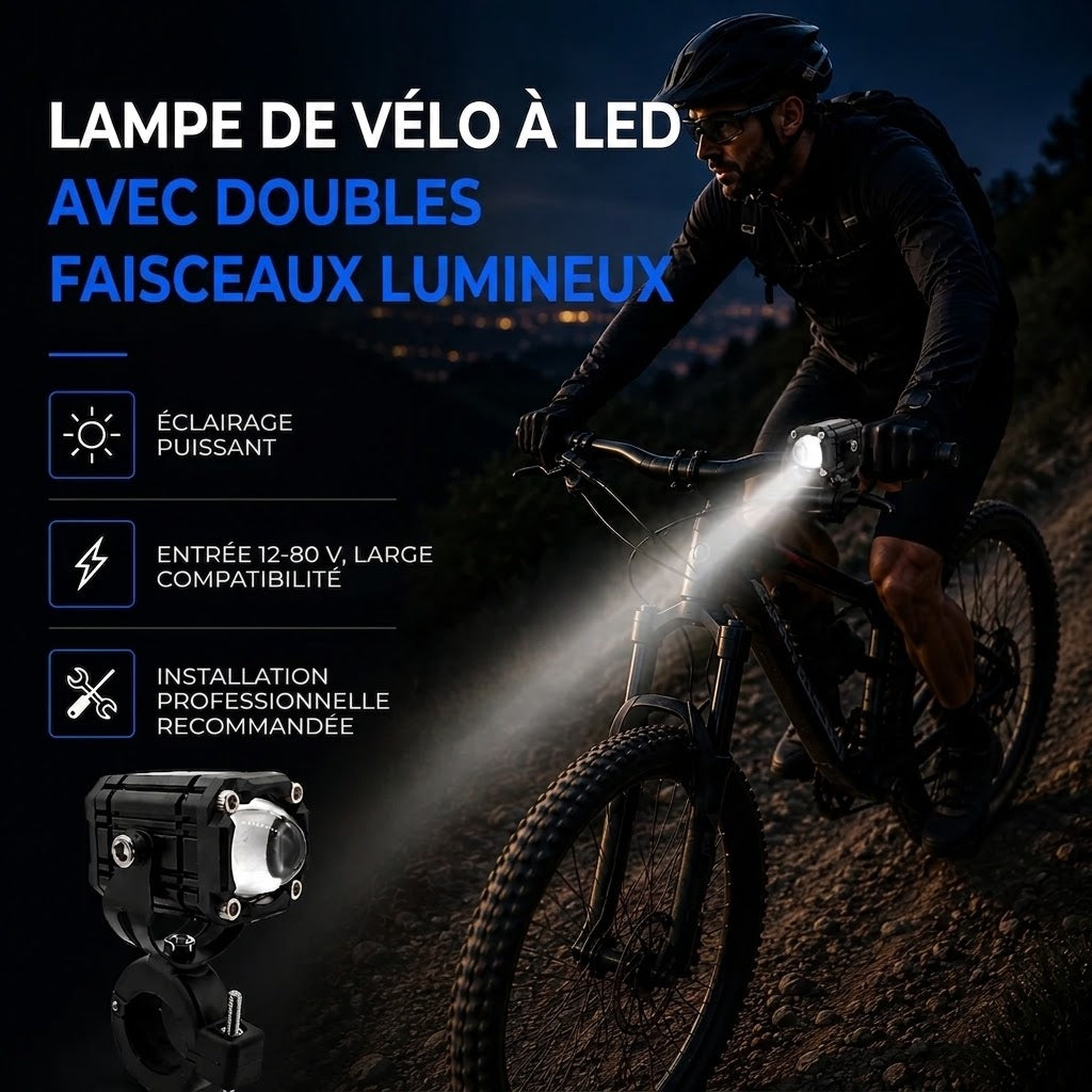 Éclairage de vélo LED à double faisceau