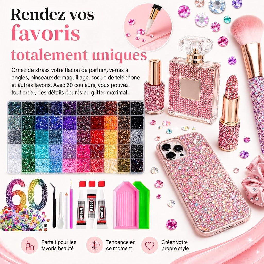 Kit de strass – 48 000 strass en 60 couleurs