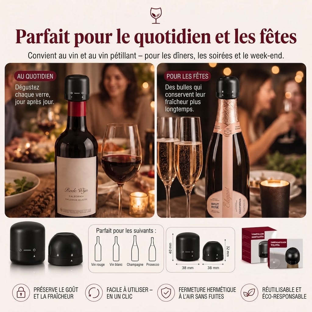 Bouchon scelleur pour vin et champagne