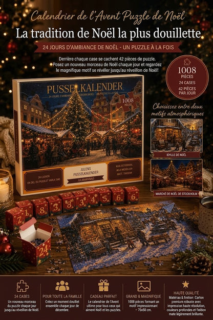 Calendrier de l'Avent Puzzle de Noël – 24 jours de magie et de détente