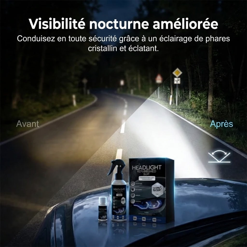 💡 Kit professionnel de restauration de phares – Élimine le jaunissement & restaure la clarté ✨