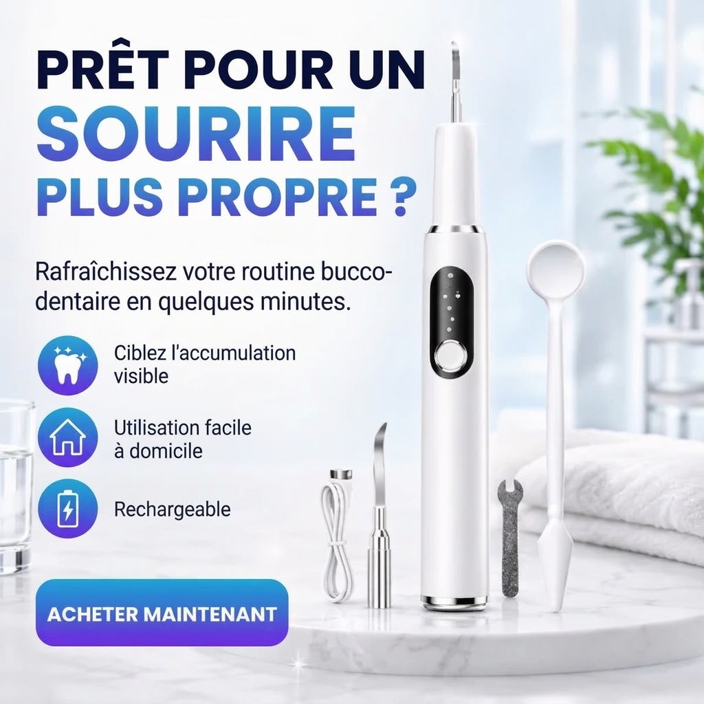 Set de nettoyeur de dents à ultrasons portable et détartreur dentaire