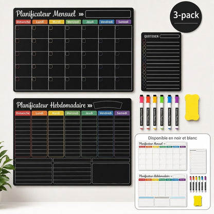 Organisateur Familial Magnétique – Tableau Mensuel, Hebdomadaire et Journalier