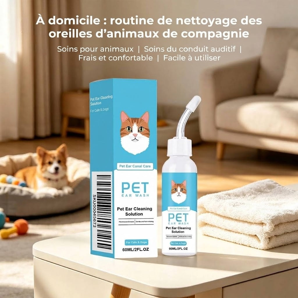 Gouttes nettoyantes auriculaires pour chiens et chats 60 ml