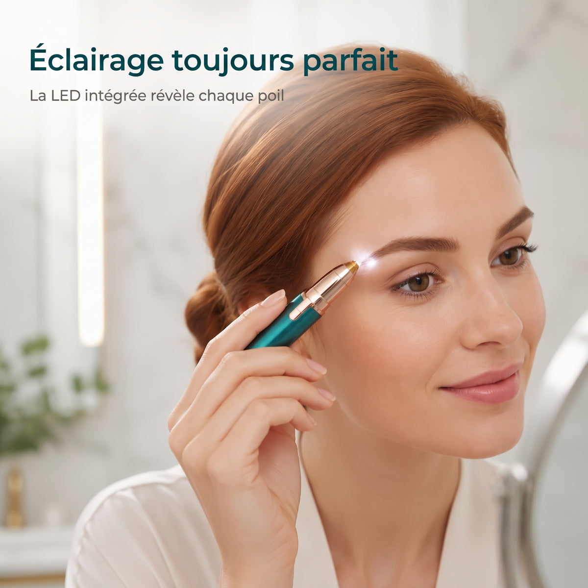 Stylo épilateur à sourcils électrique – Lumière LED intégrée et rechargeable par USB