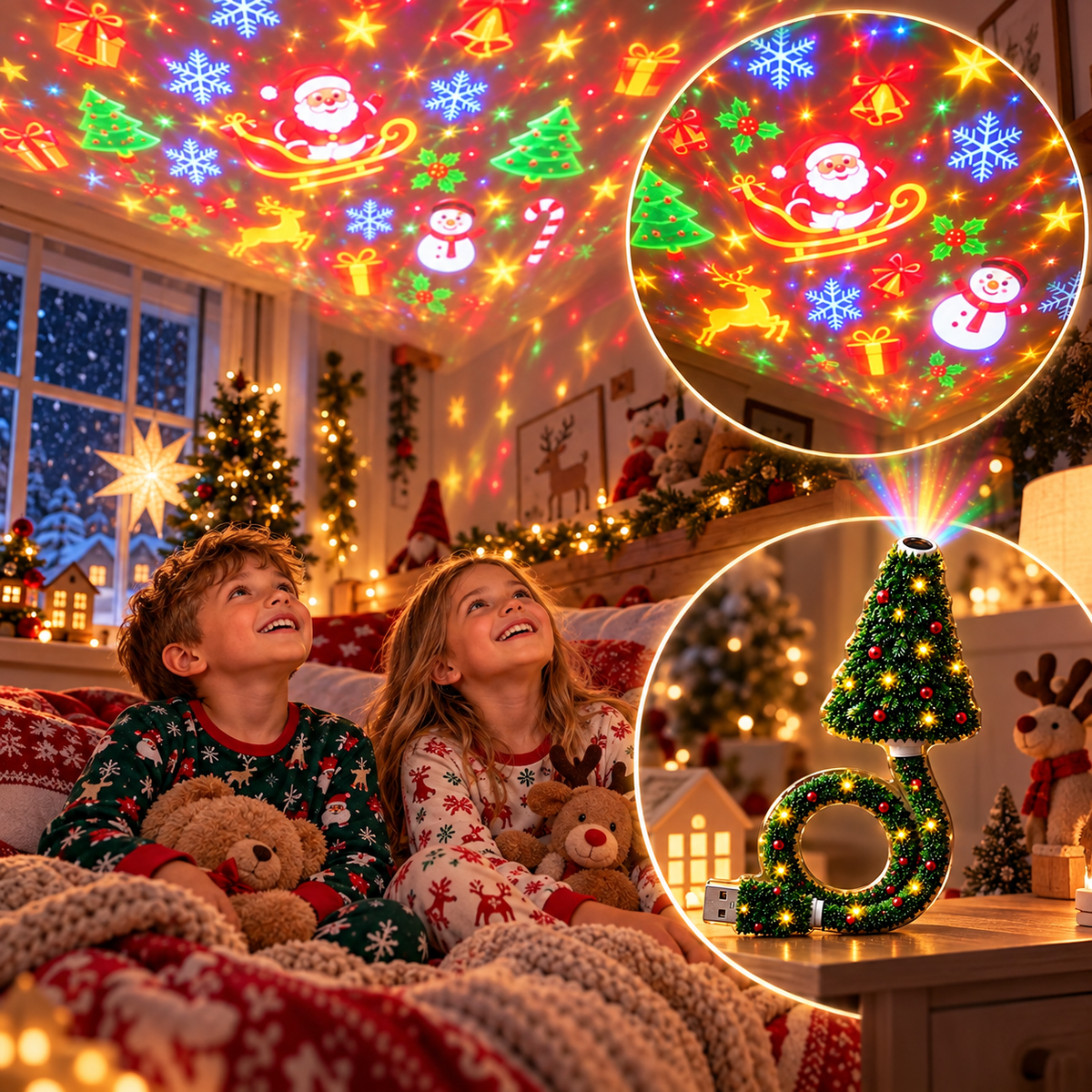 Projecteur USB HD JulGlow – L'esprit magique de Noël en quelques secondes