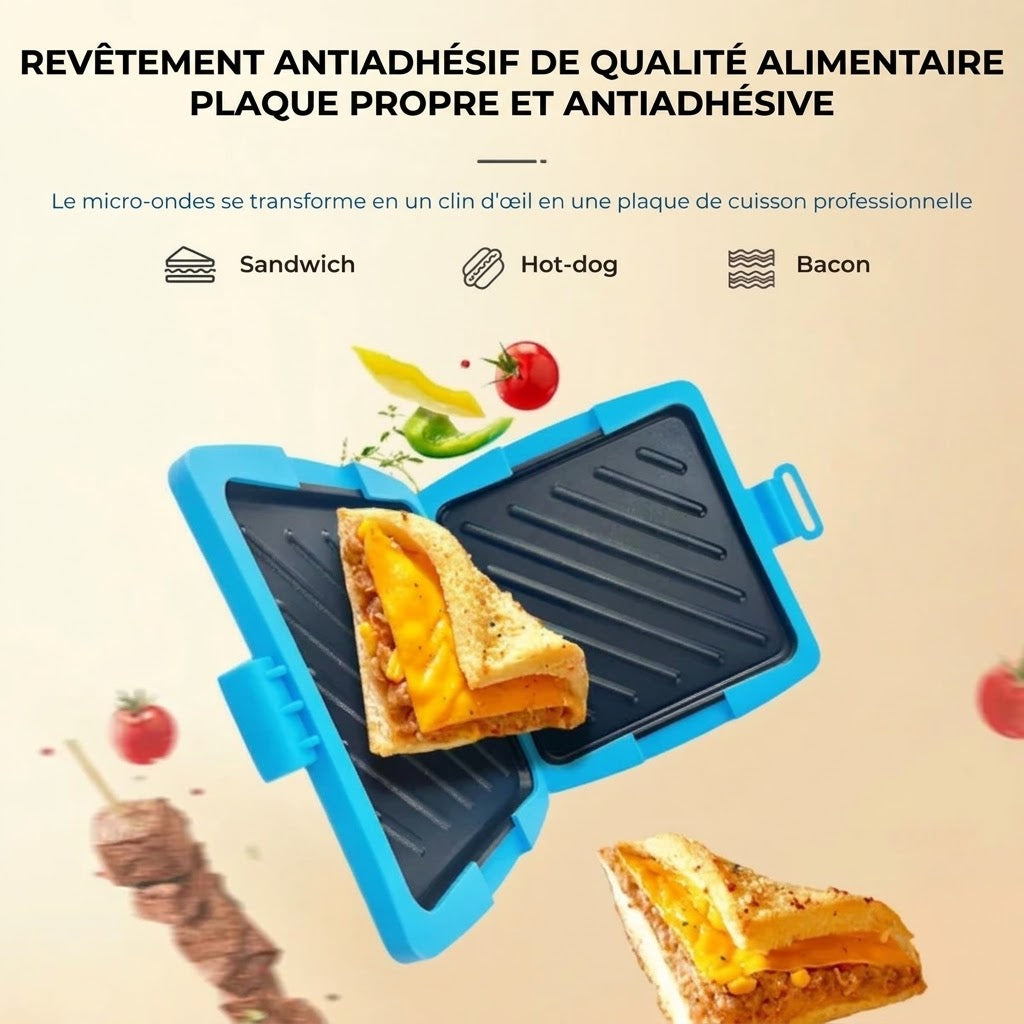 Grill pour micro-ondes 3-en-1 avec revêtement anti-adhésif