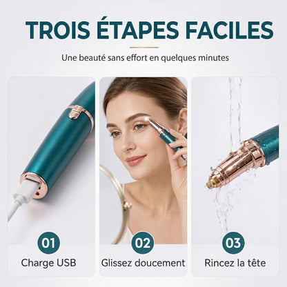 Stylo épilateur à sourcils électrique – Lumière LED intégrée et rechargeable par USB