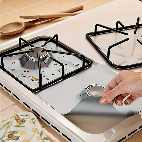 Protections antiadhésives résistantes à la chaleur pour plaques de cuisson au gaz – Lot de 4