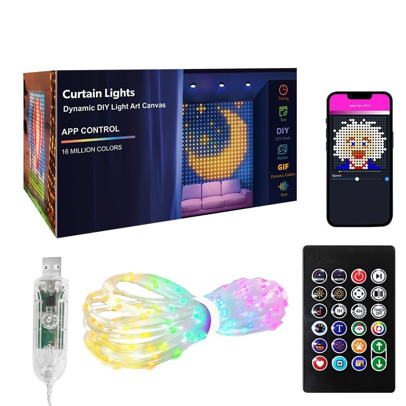 Rideau Lumineux LED Intelligent – Design lumineux personnalisable via APP