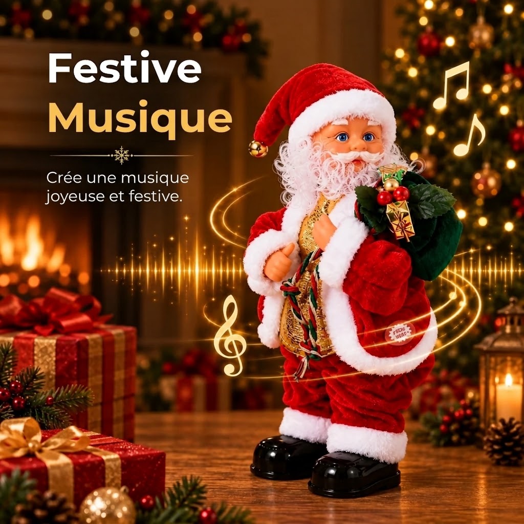Père Noël dansant avec musique