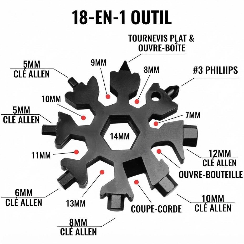 Outil Multifonction Flocon de Neige 18-en-1 Snowflake™