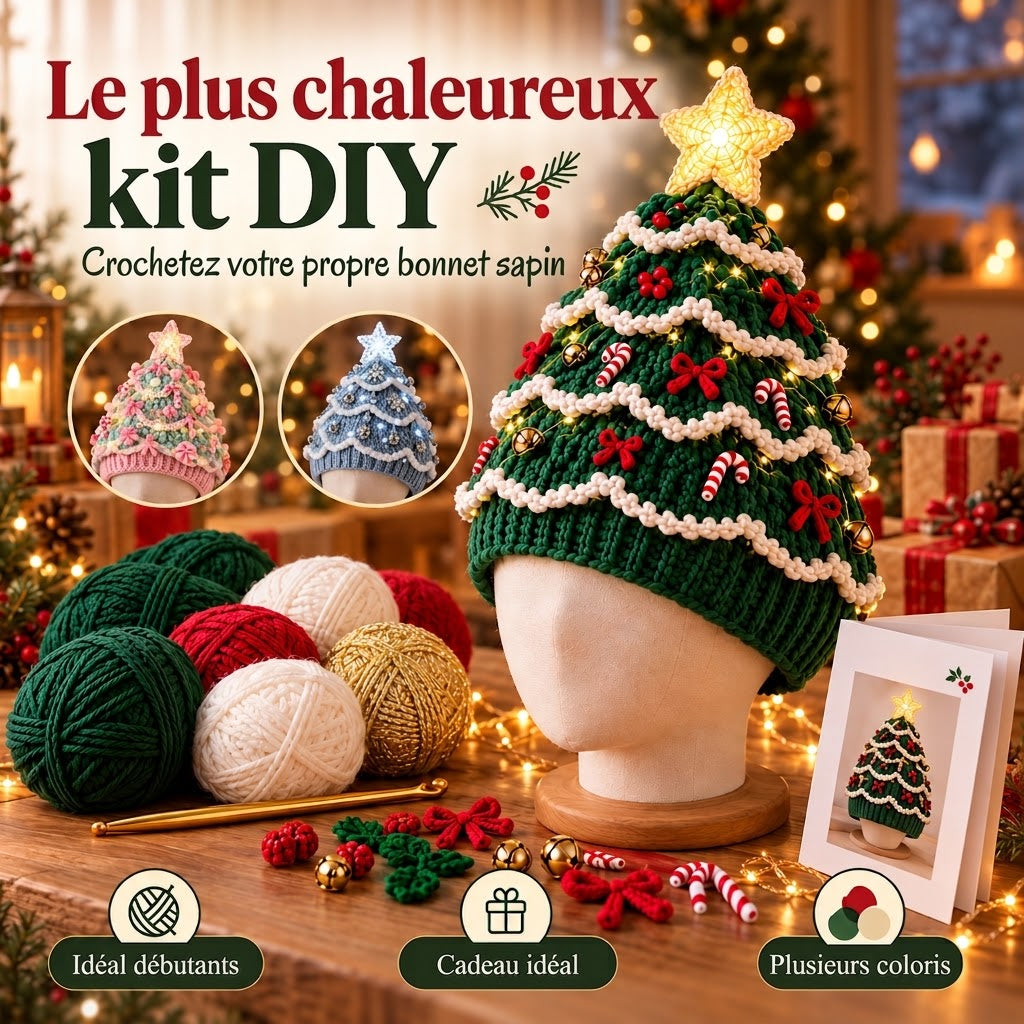 Le kit DIY le plus chaleureux de Noël – Crochetez votre propre bonnet sapin de Noël