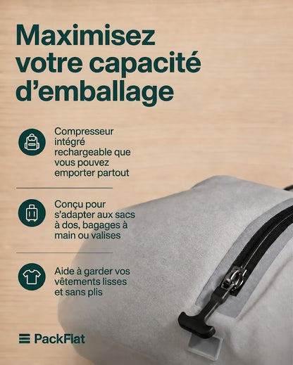 Lot de cubes d'emballage à compression PackFlat (或 Set d'organisateurs de voyage à compression PackFlat)