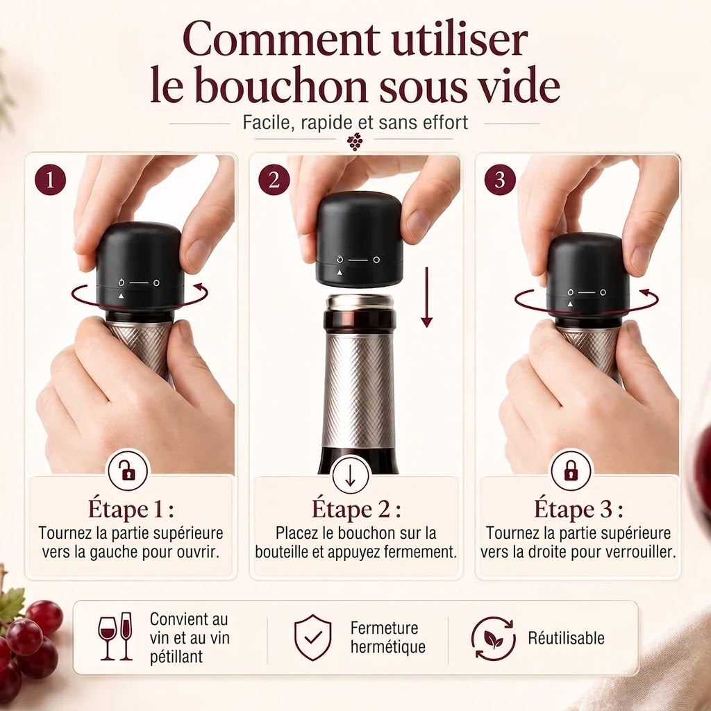 Bouchon scelleur pour vin et champagne